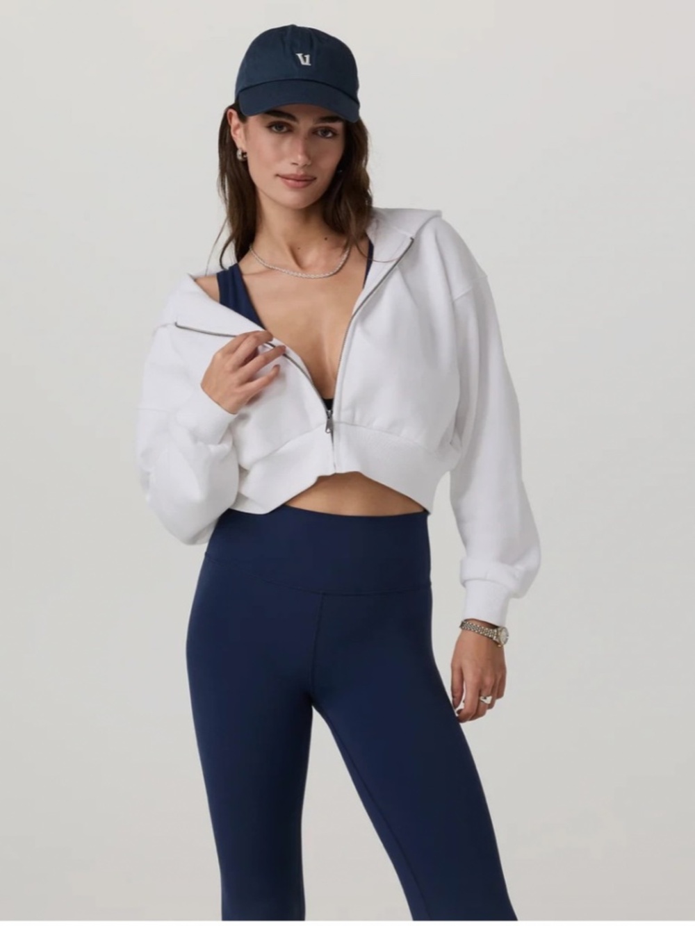 vuori Restore Mini Full Zip Hoodie White Size XXS